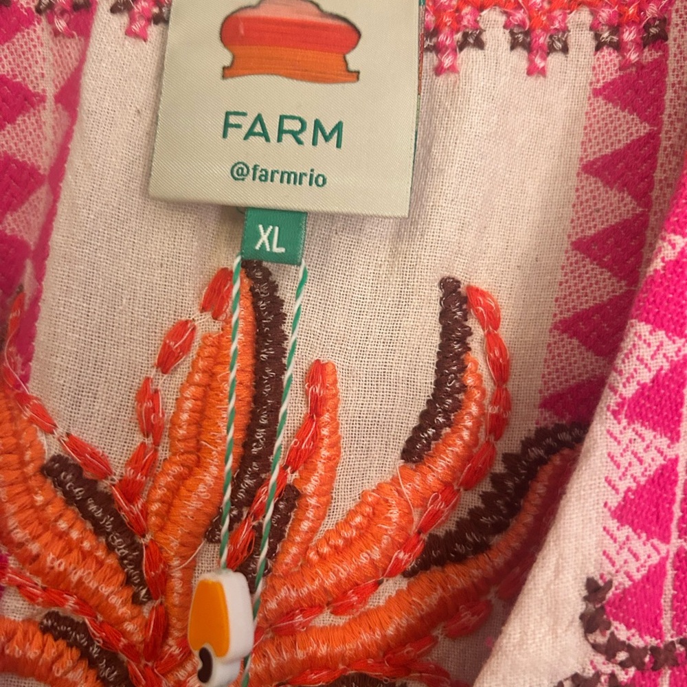 Farm Rio Embroidered jacquard Pink and Cream Belted jacket - Picture 10 of 15